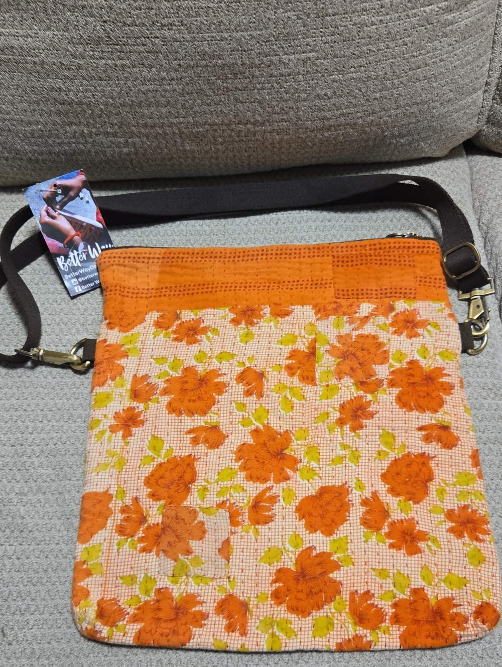 Nwt Better Way Large Foldover Orange Floral
